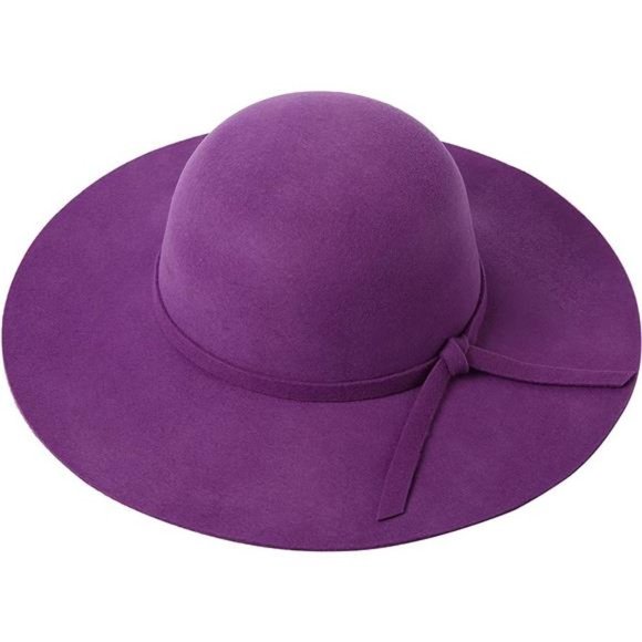 Retro Wide Brim Large Floppy Panama Hat Style A-Purple